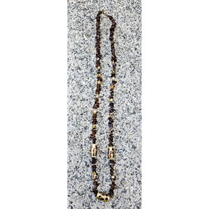 Vtg 30" Glass Amber Foil Beads 1/20 14k Claw Latch Necklace Knotted